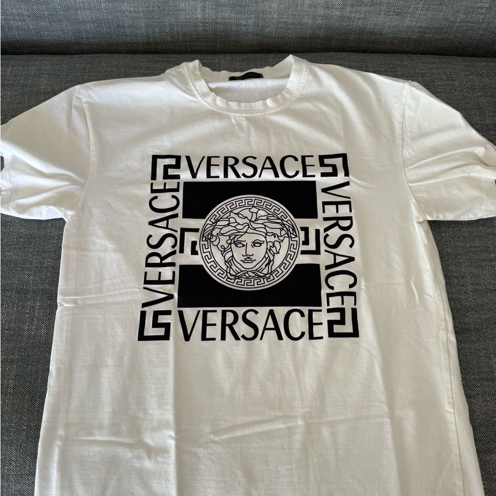Versace White and Black Graphic Tee